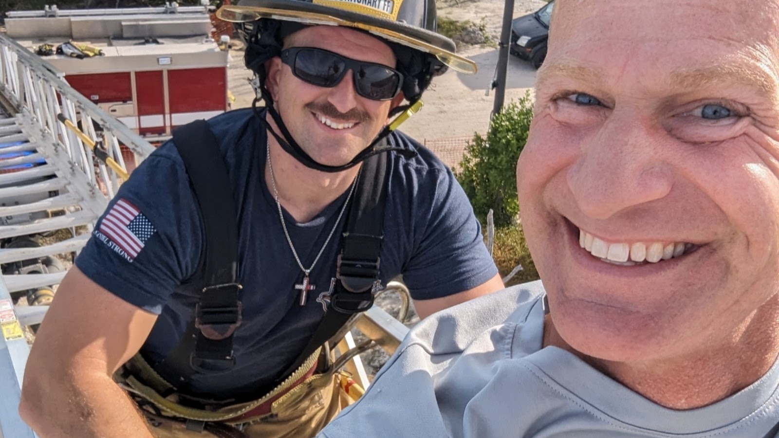 Osprey platform installation assistance using a ladder truck (example)